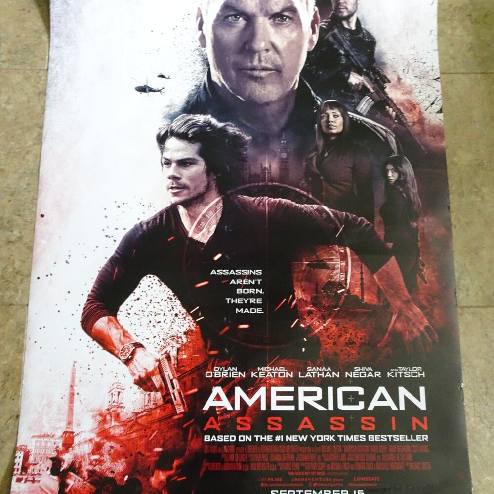 AMERICAN ASSASSIN - MOVIE POSTER WITH MICHAEL KEATON, DYLAN OBRIEN WITH CREDITS